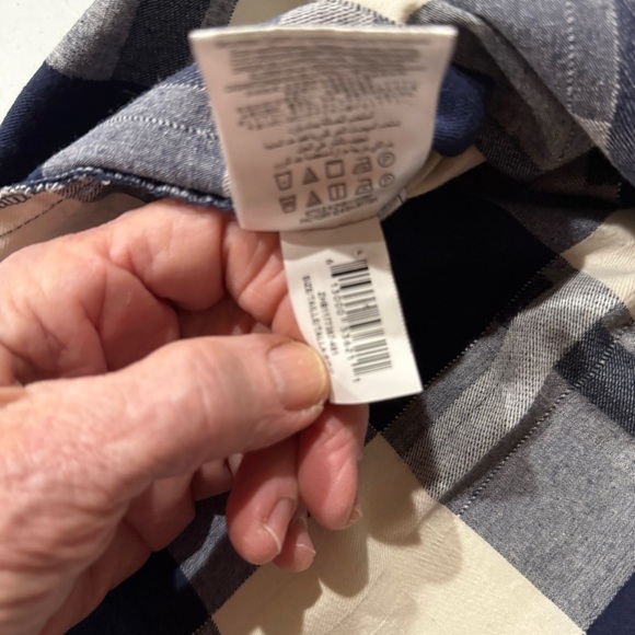 BCBGeneration Plaid Flannel Shirt Lace-up Back Button Front Navy Women’s Small - Picture 10 of 11